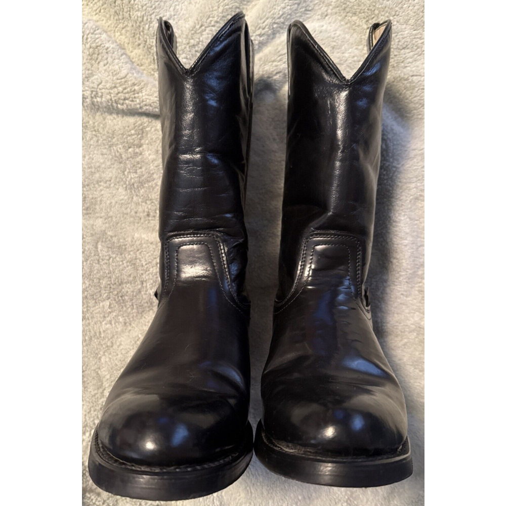 VTG Long Haul Men's Black Leather Oil Resistant Western Cowboy Boots Size 9.5M - Picture 4 of 8